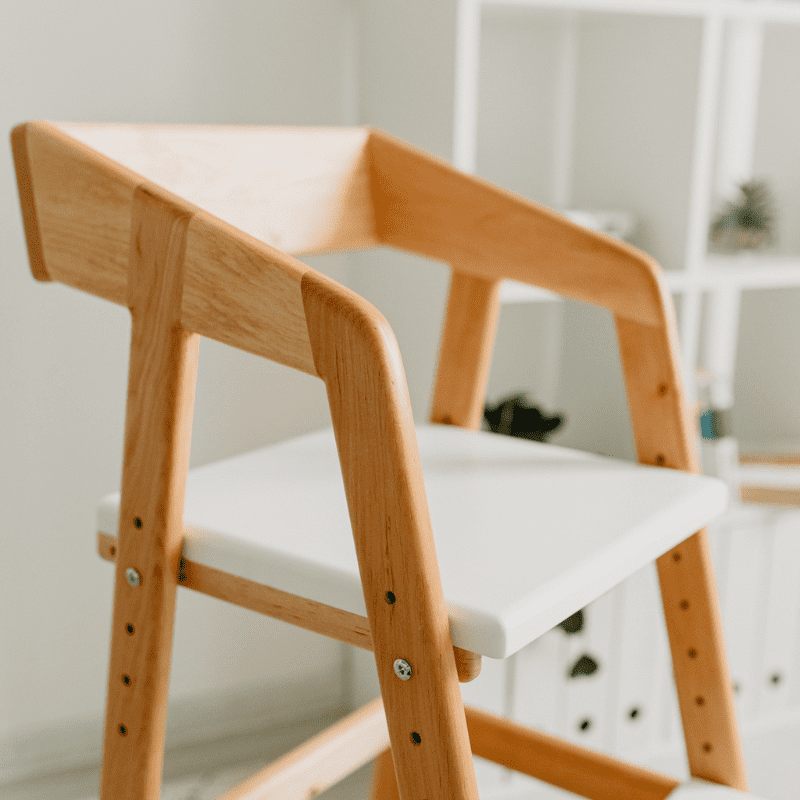 Растущий стул натуральный с белой сидушкой 7